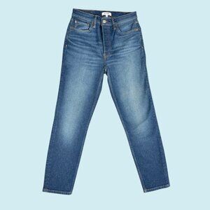 RE/DONE Jeans Women's 28 Sapphire Blue 90's High Rise Ankle Crop Button Fly NWOT
